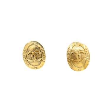 Chanel Oval Logo Earrings
