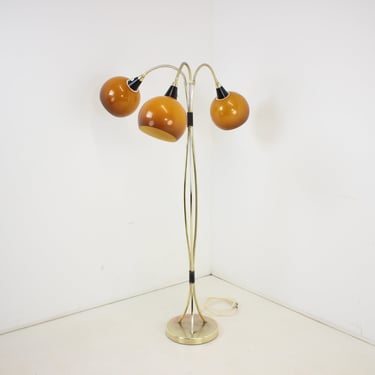 1960's Brass Floor Lamp, Czechoslovakia / Mid-century Lighting / Brown colour 