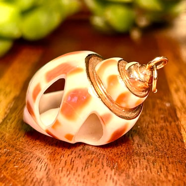 Vintage Yellow Gold Dipped Seashell Pendant Ocean Natural Jewelry Sea Life unisex Gender Neutral Fashion Accessories 