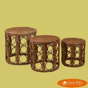 Faux Tortoise Round Nesting Tables