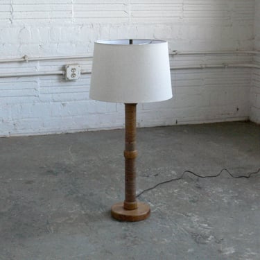 Italian Inspired Modern Brass & Bamboo Table Lamp 