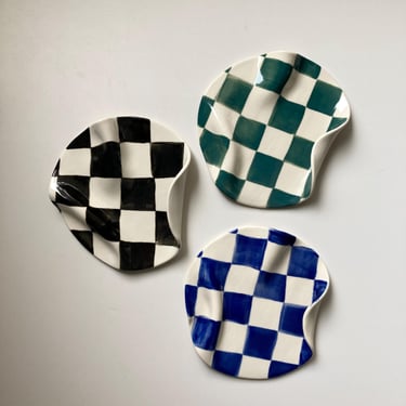 Wavy checker trinket dish / spoon rest 