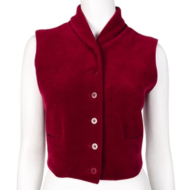 Callaghan Vintage AW 1988 by Romeo Gigli Cranberry Red Velour Cropped Vest