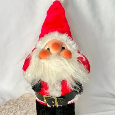 Jolly Santa Claus Decor, Kitschy Christmas, Fuzzy Stuffed, Standing, Holidays, Vintage 1982 