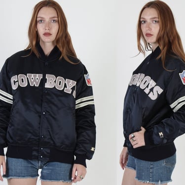 Dallas Cowboys Satin Starter jacket, NFL Football Pro Line Bomber Jacket, Mens Size Medium M 