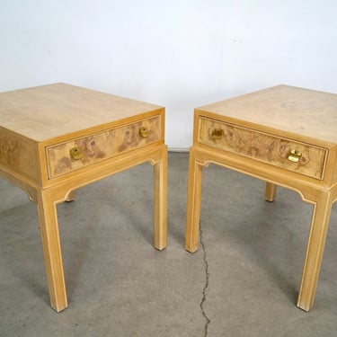 Pair of Vintage Burl Wood End Tables by Drexel Heritage 