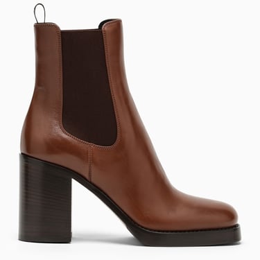 Prada Women Cognac Leather Ankle Boot