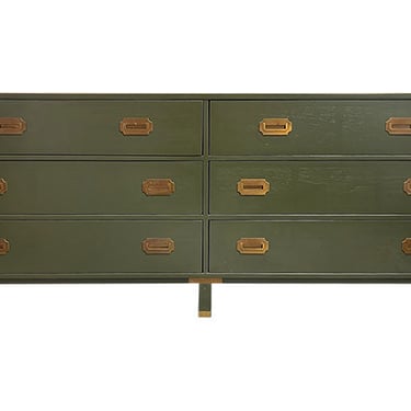 71&quot; Finished 6 Drawer Spade Green Vintage Dresser #08421