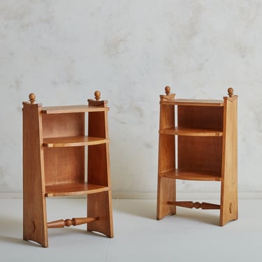 Pair of Oak Side Tables,  France 1950s