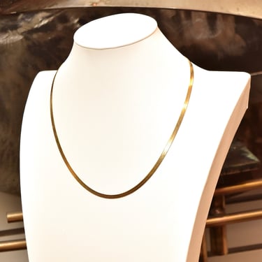 Vintage Italian 14K Yellow Gold Herringbone Chain Necklace, 4mm Fine Link Herringbone Chain, 585 Unisex Jewelry, Layered Chains, 20