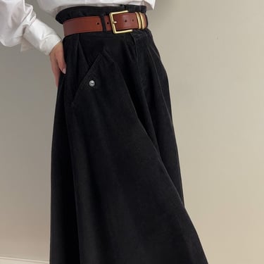 Vintage Licorice Black Corduroy Skirt