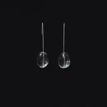 Nº 124 Modernist Rock Quartz Crystal and Sterling Silver Long Drop Earring