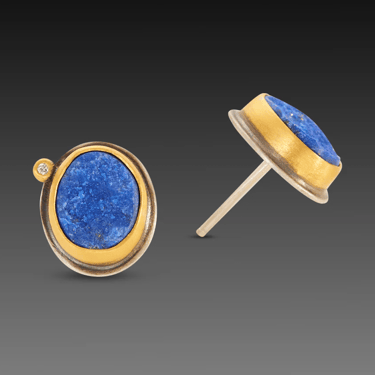 Ananda Khalsa | Lapis Natural Surface Stud Earring