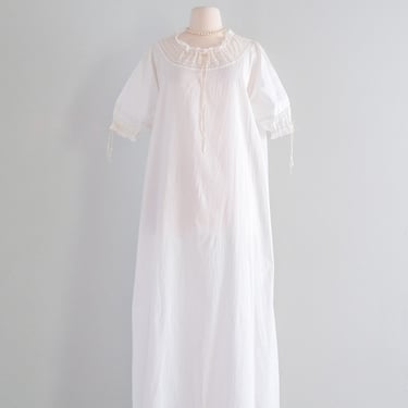 Delightful Edwardian Lace &amp; Cotton Night Gown / M/L