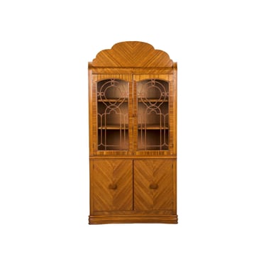 1930s French Art Deco Satinwood Waterfall China Cabinet or Bookcase 