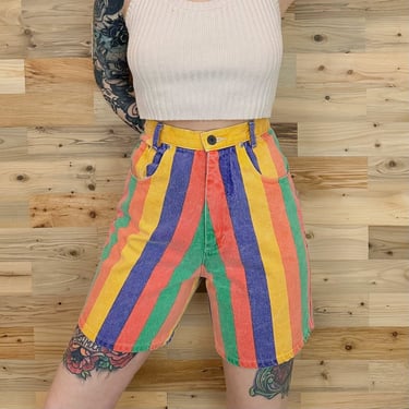 Vintage Striped Jean Shorts / Size 26 