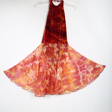 Vintage Tie Dye Bodysuit & Sheer Skirt Dress Costume Dance 