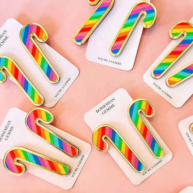 Rainbow Candy Cane Earrings