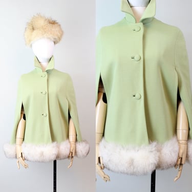 1960s PISTACHIO fur CAPE small medium | new winter 