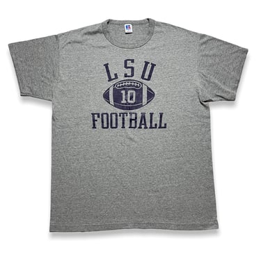 Vintage 1980s LSU Football T-Shirt ~ XL ~ Single Stitch ~ College / University ~ Soft / Thin ~ Louisiana State 