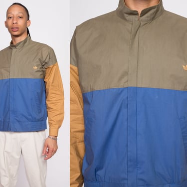 80s Adidas Color Block Lightweight Jacket - Men's Medium | Vintage Streetwear Trefoil Logo Zip Front Windbreaker 