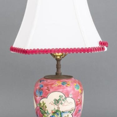 Vintage Pottery Plum Shape Table Lamp