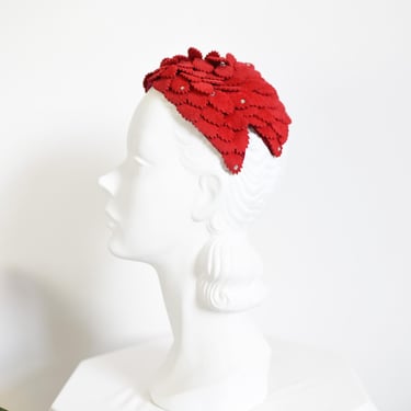 50s Red Leaf Calot Hat 