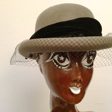 Saks Fifth Avenue Hat, 1980's Wool Bowler Hat 