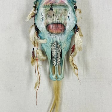 Cow Skull Hand Painted Native American Art