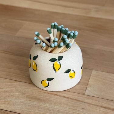 Seconds Sale! Lemon Ceramic Match Striker with Matches 