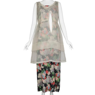 Comme Des Garcons Vintage SS 2000 Layered Sheer Floral Cutout Dress