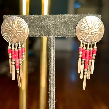 Native American Earrings Man In Maze Handmade Jewelry Vintage Retro Navajo 