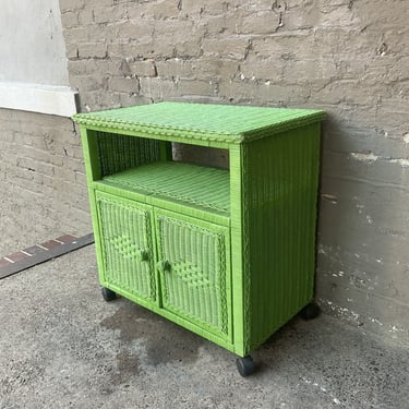 Painted Wicker Bar Cart