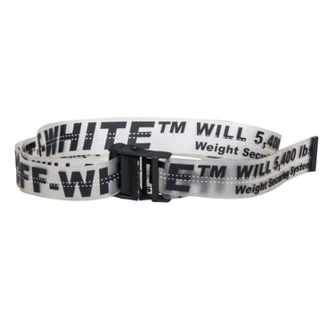 Off-White - Transparent Rubber Belt w/ Black Lettering &amp; Buckle One Size