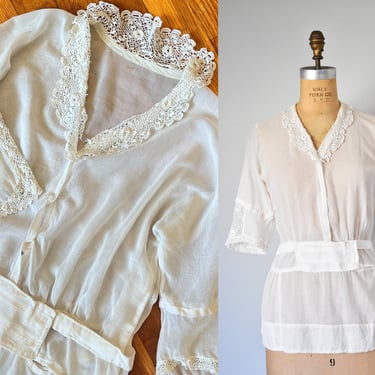 Daisy crochet Edwardian blouse, 1910s cotton blouse, prairie 1920s steampunk clothing, victorian blouse 