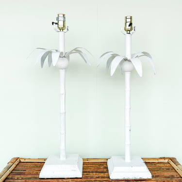 Pair of Tole Palm Tree Lamps