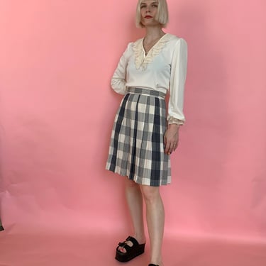 Vintage 80s Plaid Pleated Skirt 