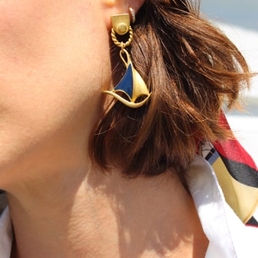 Vintage Sailboat Drop Earrings