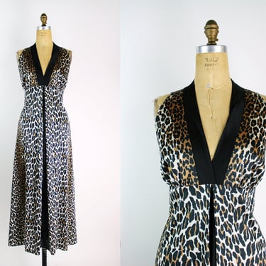 Vintage 70s Vanity Fair Leopard Print Slip Dress / Size M/L 
