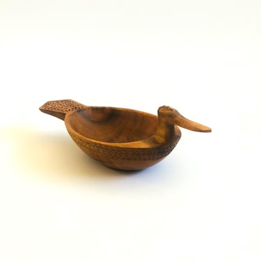 Carved Wood Bird Bowl - Yugoslavia 