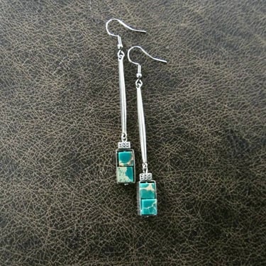 Green jasper and silver earrings 