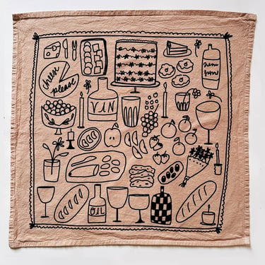 Picnic On Taupe Tea Towel