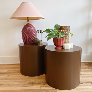 Round Brown Laminate Tables