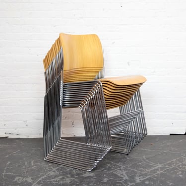 Vintage MCM 1980s 40/4 David Rowland birch wood stacking chairs Sold Individually | Free delivery only in NYC and Hudson Valley areas 