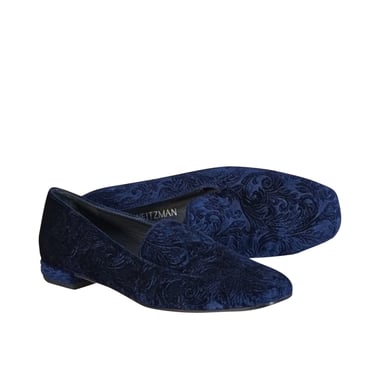 Stuart Weitzman - Dark Blue Velvet Brocade Loafers Sz 7.5