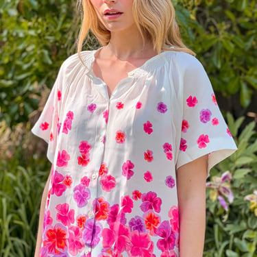 Short Sleeve Classic Blouse | Pansies