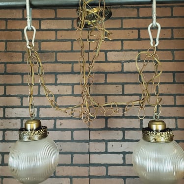 Vintage 2 Pendant Swag Lamp Ceiling Fixture 