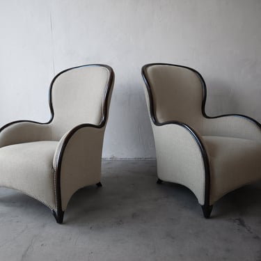 Large Scale Pair of Traditional Lounge Chairs 