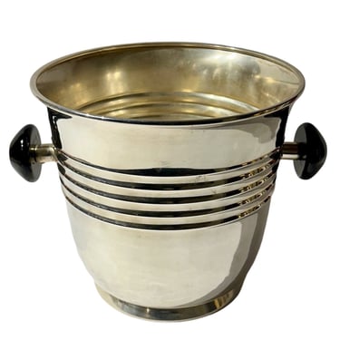 Black Handled Silverplated Art Deco  Champagne Cooler by WMF