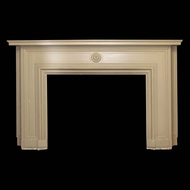 Beige Painted Wood Mantel with Center Bulls Eye Carving